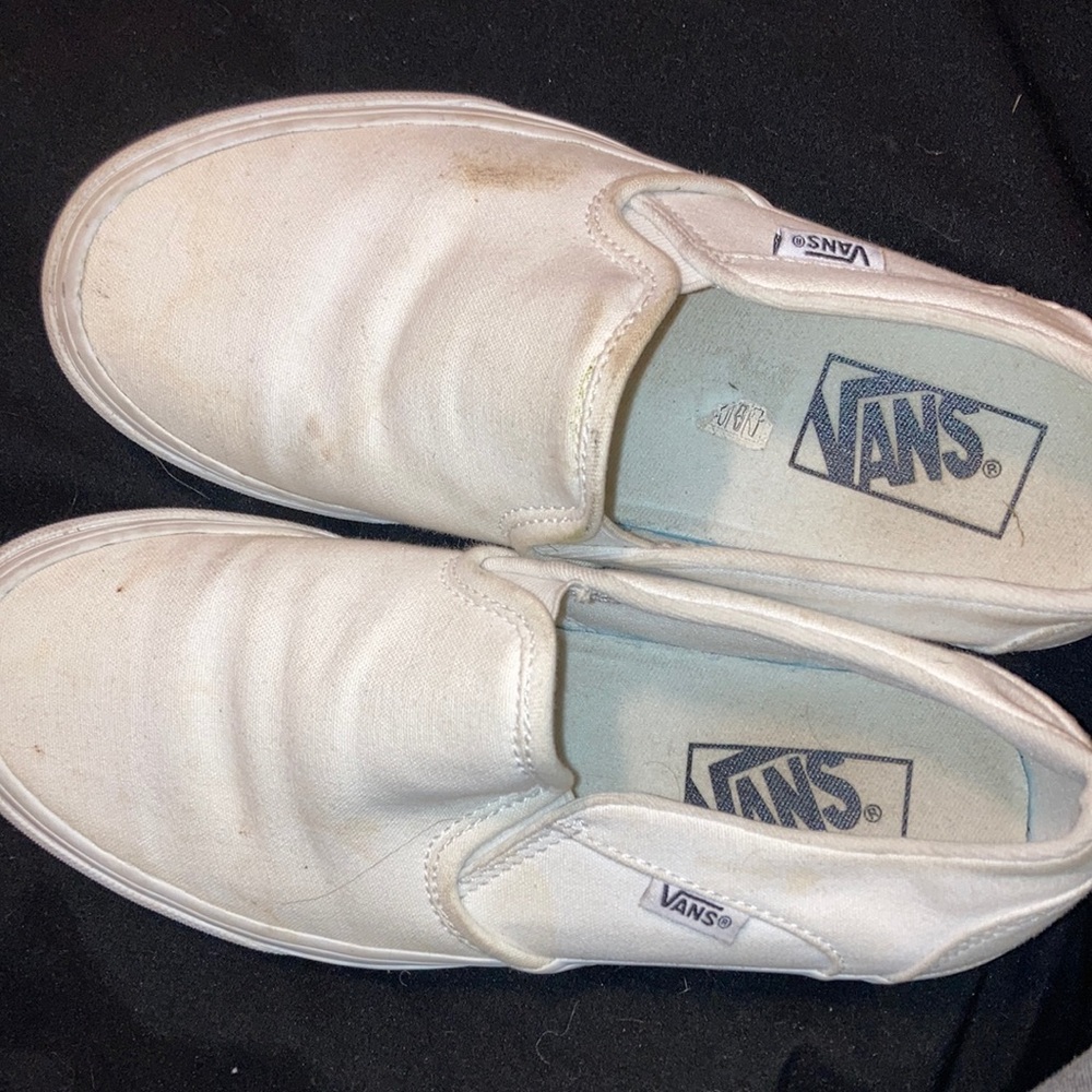 white slip on vans